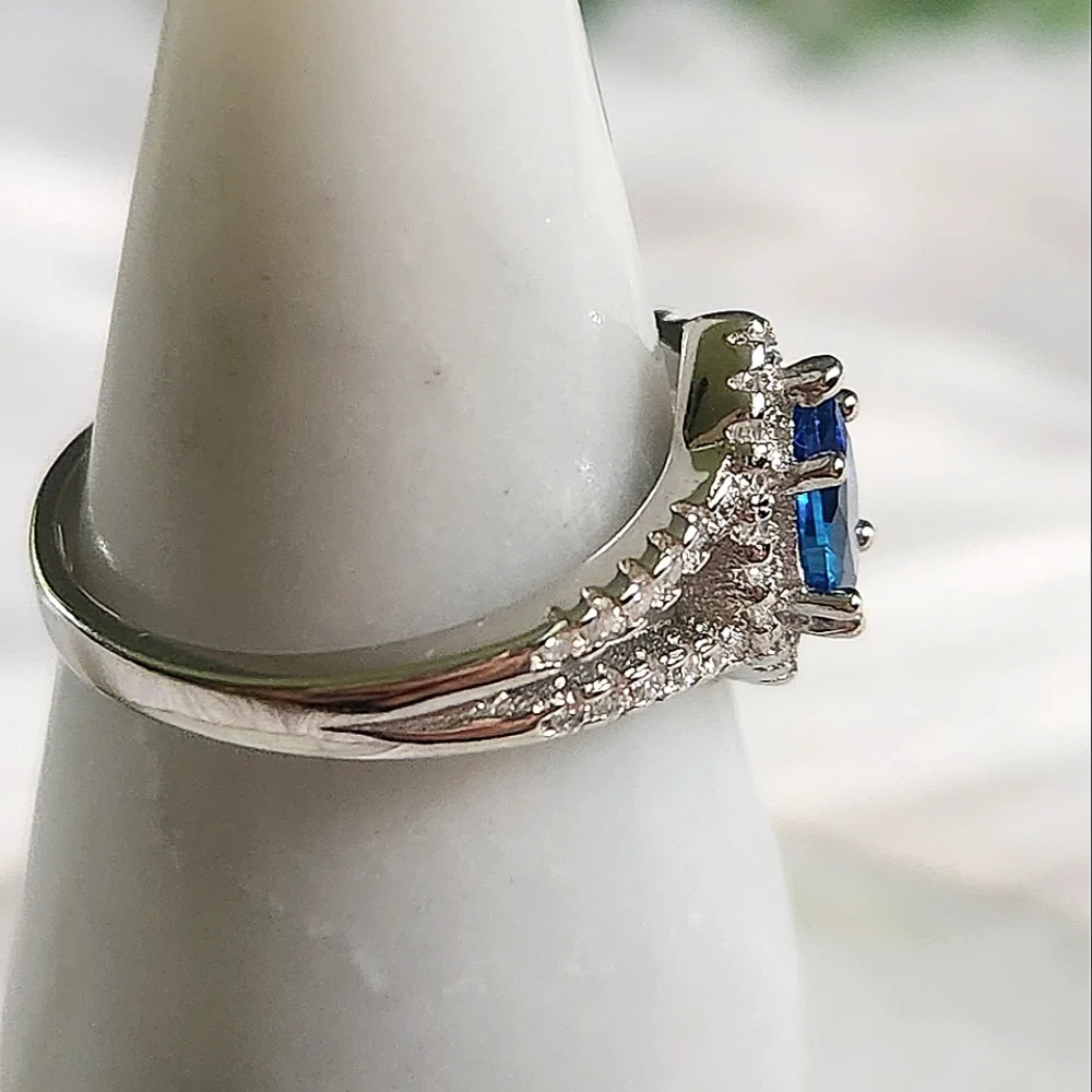 NWT Ryze Sapphire Blue Cubic Zirconia .925 Sterling Silver Ring - Size 8.75 - Picture 4 of 9